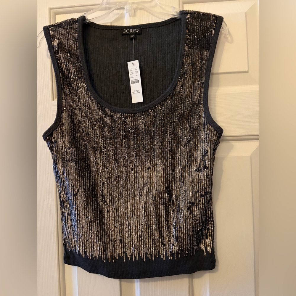 J. Crew Gray and Silver Sequin Tank Top